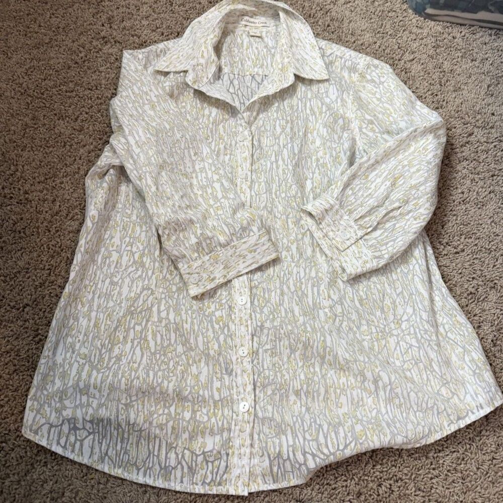 Coldwater Creek 3/4 Sleeve Abstract Print Top